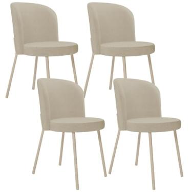 Imagem de Kit 04 Cadeiras Para Sala de Jantar Cozinha Estofada Gavi Arena L02 Linho Bege Escuro - Lyam Decor
