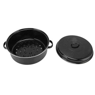 Imagem de Assadeira Com Prateleira e Tampa, Assadeira Antiaderente, Torradeira de Frango, Ferramenta de Cozinha Doméstica para Batata Doce Assada, Castanhas e Frango (Capa de Ferro 28cm)