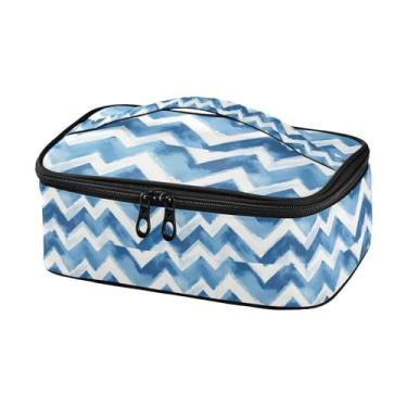 Imagem de GUIJI Lancheira térmica listrada azul e branca, à prova de vazamento, lancheira para mulheres e homens, lancheira portátil para trabalho, piquenique, viagens