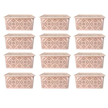 Imagem de Kit Com 12 Caixas Organizadora Oriental Color Com Tampa 3,5 Litros (BEGE)