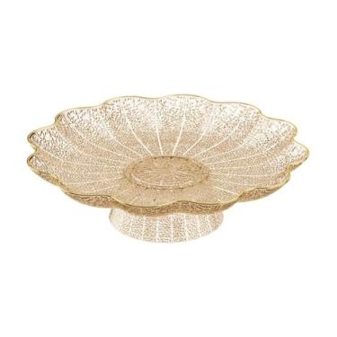 Imagem de Baoblaze Fruteira com Pé, Bandeja de Armazenamento, Prato para Alimentos, Cesta de Frutas para Doces, Legumes e Cupcakes em Festas, Dourado