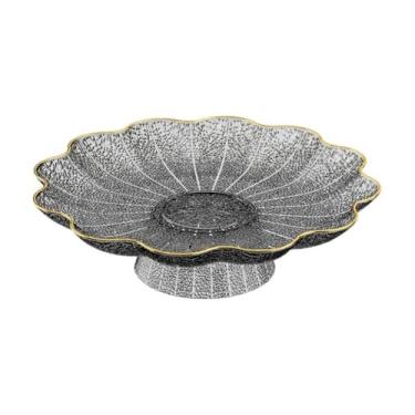 Imagem de Baoblaze Fruteira com Pé, Bandeja de Armazenamento, Prato para Alimentos, Cesta de Frutas para Doces, Legumes e Cupcakes em Festas, Base Cinza Prateada