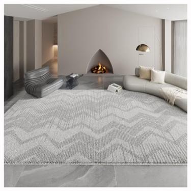 Imagem de SPXMQSS Tapete grande para sala de estar, antiderrapante, lavável, tapete de lã sintética, tapetes ultra macios para quarto, sala de jantar, cinza