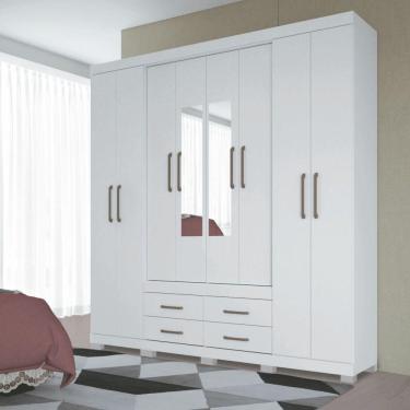 Imagem de Guarda Roupa Casal Napoles 8 Portas 4 Gavetas Branco Com Espelho Santos Andirá Branco