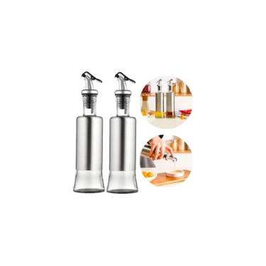 Imagem de Galheteiro para Azeite ou Vinagre, Vidro e Aço Inox, 300ml, Dosador com Sistema de Abertura Fácil, 26cm x 6cm