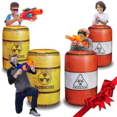 Imagem de NINOSTAR 4 Pack Inflatable Battle Battlefield Barrels,Great for Party Laser Tag Gun Game Battle Obstacles by Ninostar