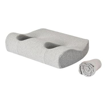 Imagem de ＫＬＫＣＭＳ Almofada para piercing de orelha com orifício para orelha, espuma viscoelástica macia e confortável, protetora, ergonômica e respirável para orelhas, Cinza Claro