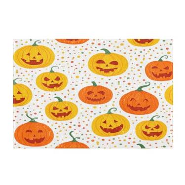 Imagem de Burbuja Tapete de banho Pumpkins Spooky Faces, tapete de banheiro absorvente extra macio com suporte antiderrapante para banheiro, banheira, chuveiro, 41 x 61 cm