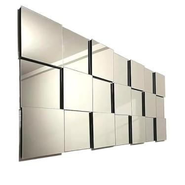 Imagem de Espelho Grande Adesivo De Parede Lapidado Quarto Sala(21 Espelhos 15x15)