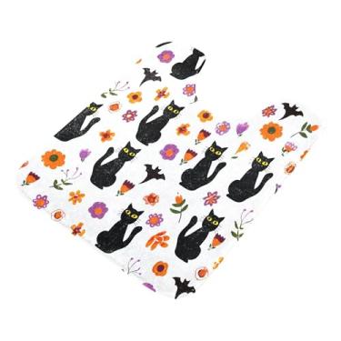 Imagem de Burbuja Tapete de banheiro Black Cats Pumpkins, tapete de banho absorvente de pelúcia macio, base antiderrapante para piso de banheiro, oval em forma de U