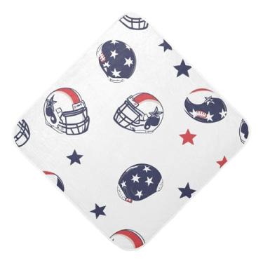 Imagem de STAYTOP Toalhas de bebê com capuz de musselina de capacete de futebol, toalha de banho super macia, toalhas de banho absorventes para banho recém-nascido unissex 89 x 89 cm