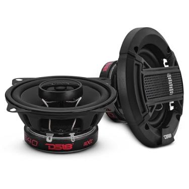 Imagem de DS18 S40 Par de alto-falantes coaxiais de áudio automotivo de 10 cm - máx. 120 W (40 W RMS) 4 Ohm coaxial bidirecional com grade, cesta de aço fosco preto e ímã de ferrite de bário - alto-falantes de