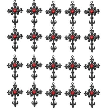 Imagem de Heiolox 20 pingentes de colar de cruz gótica, pingentes para fazer joias para pulseiras, chaveiro, brinco, suprimentos de artesanato DIY, 2.09*1.38 inches, Liga metálica, Sem Pedra Preciosa