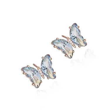 Imagem de Locrccl Brincos de borboleta coloridos vintage boêmio esmaltado zircônia cúbica borboleta bonito declaração estética brincos para mulheres joias presentes de dia das mães, Metal, Sem pedra preciosa