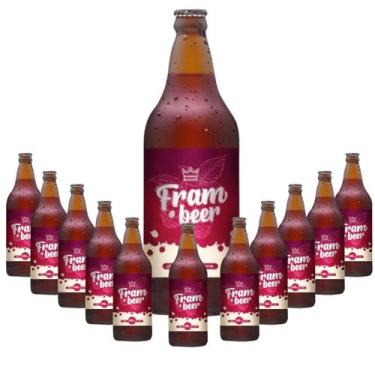 Imagem de Cerveja Queens Frambeer Garrafa 600ml, Caixa com 12 garrafas