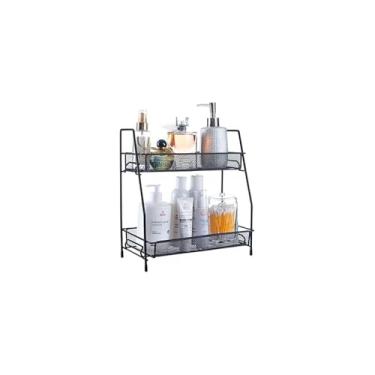 Imagem de Prateleira Suspensa de Metal para Pia, 105x28x79 cm, Preta, com Sistema de Drenagem, Organizador de Cozinha