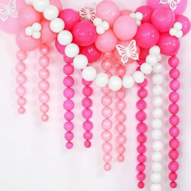 Imagem de Meanplan 100 balões de ligação rápida de látex conectáveis para Natal, dia de Ação de Graças, carnaval, festa de casamento (25 cm, rosa, rosa choque, branco)