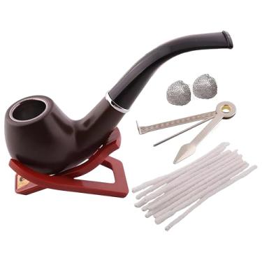 Imagem de Kit Cachimbo Pipe Clássico, 18 Peças, Preto, Resina, 14 cm, com Caixa Presentável, Display Organizador, Ferramenta 3 em 1
