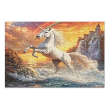 Imagem de Quebra-cabeça de 500 peças, castelo de unicórnio, arco-íris, quebra-cabeça de família, jogos para adultos