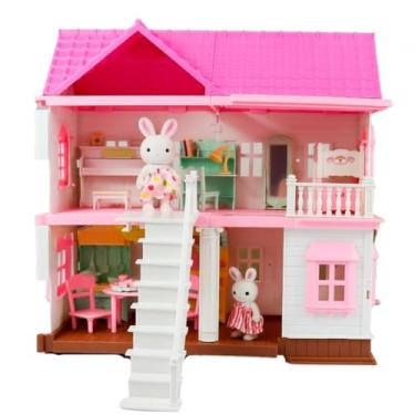 Imagem de Casinha de Boneca Infantil Coelhinho Luxury Vila com Luz de LED e Acessórios – Brinquedo Educativo e Interativo