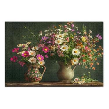 Imagem de Quebra-cabeça rústico de flores silvestres 500 peças, quebra-cabeças adulto com letras nas costas