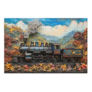 Imagem de Quebra-cabeça vintage de trem a vapor de 1000 peças para adultos, jogos Uzzle