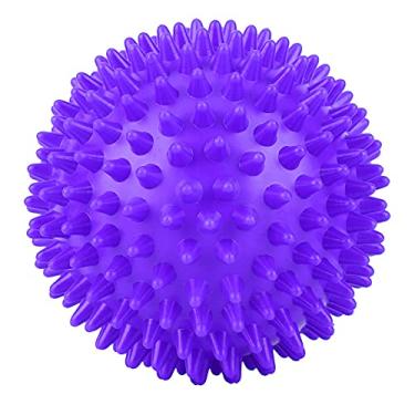 Imagem de Bola de massagem pontiaguda roxa de 7 cm com ponta de gatilho para terapia muscular para ioga, fitness e reabilitação das mãos