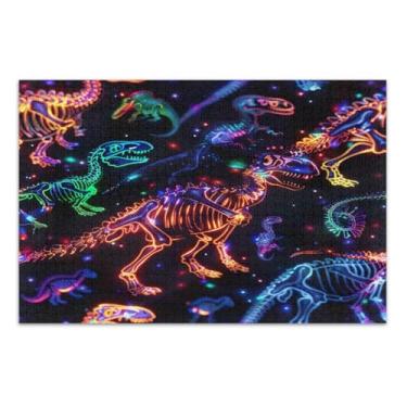 Imagem de Quebra-cabeça de esqueleto de dinossauro colorido de 1000 peças para adultos, quebra-cabeças fáceis para adultos, jogos mentais