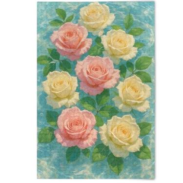 Imagem de Quebra-cabeças 1000 peças para paisagem adulto arte animal rosa pastel rosas creme natureza grande quebra-cabeças elefante branco, 1000 peças, 75 x 50 cm