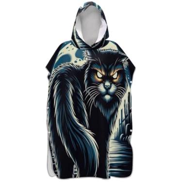 Imagem de Joisal Poncho de surfe plus size trocador de roupão para adultos praia moletom toalha floral gato malvado adulto ponchos para mulheres