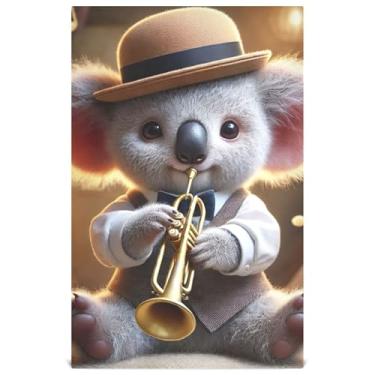 Imagem de Joisal Vintage Koala Trompeter Print Cute Tea Hand Toalhas de prato conjunto de toalhas de prato decoração de cozinha panos de lavagem de louça absorvente de banheiro 45 x 71 cm, 1 pacote