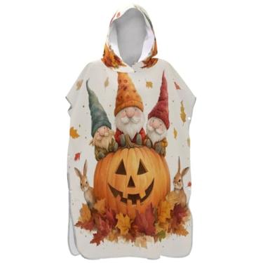 Imagem de Joisal Roupão para adultos, poncho de surfe, com capuz, toalha de natação, plus size, outono, gnomos, abóbora, homens, mulheres, poncho com capuz
