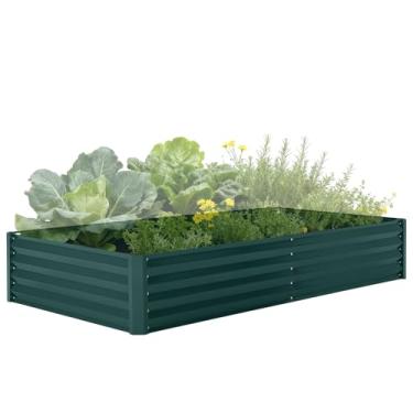 Imagem de Kit de cama de jardim galvanizado, canteiros elevados grandes resistentes à corrosão para vegetais e flores, canteiros elevados de metal resistente ao ar livre com estrutura reforçada e fácil montagem