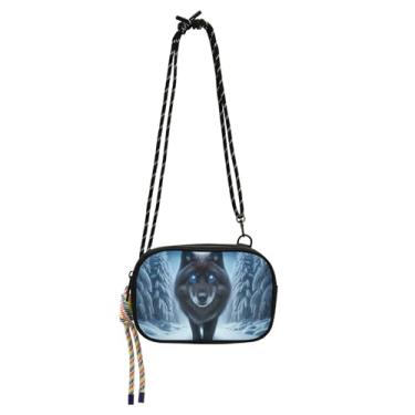 Imagem de Bolsa feminina Wolf Moon pequena bolsa tiracolo bolsas de ombro mini carteira moderna para iphone