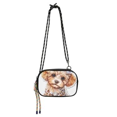 Imagem de TSENQUE Bolsa pequena para mulheres, bolsas transversais, bolsa de telefone com alça fofa para cachorro, poodle, cachorrinho, bolsas de ombro