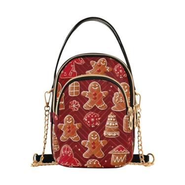 Imagem de Bolsa tiracolo feminina Rubber Ducks on Blue pequena, transversal com alça, bolsa transversal para meninas, Pão de gengibre - 1, One Size