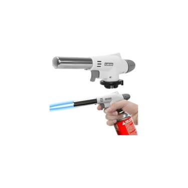 Imagem de Maçarico Culinário com Acendimento Automático, Regulagem de Chama, Recarregável, para Caramelizar, Dourar Carnes, Gratinar Queijos, Flambear, 6x17cm