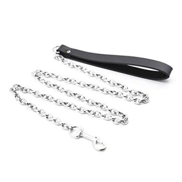 Imagem de Coleira de gargantilha de couro para cães de metal para homens e mulheres