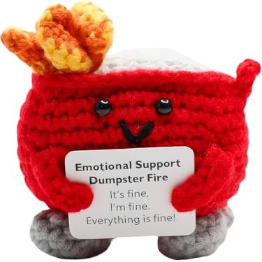 Imagem de Suporte emocional de crochê de fogo de lixo, presente de apoio positivo feito à mão para conselheiro, professor, gerente colega de trabalho, irmã decoração de mesa de escritório, presente engraçado