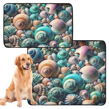 Imagem de Almofada de xixi para animais de estimação costeira concha reutilizável lavável tapete para cães à prova d'água tapete de cachorro fofo absorvente almofadas de treinamento para penico, pequeno x