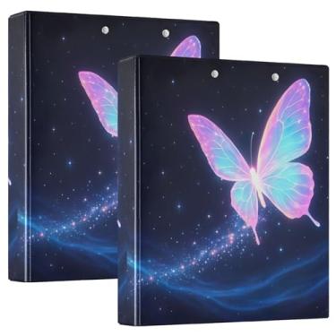 Imagem de Fichários de 3 anéis de borboleta pastel personalizados, 200 folhas, fichário de escritório, 31,5 x 27 x 6 cm, pacote com 2