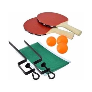 Imagem de Kit Ping Pong Tênis de Mesa 2 Raquetes 3 Bolas Rede Suporte