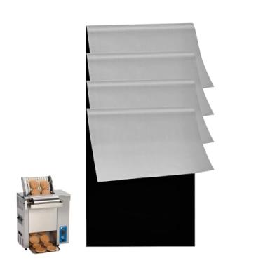 Imagem de Cook's Aid Pacote com 4 folhas antiaderentes de PTFE arredondadas A.J Antunes para torradeiras VCT 20, 25, 50, 1000, 2000 – 83,8 cm x 31 cm (preto/prata), substitui 7001167, 7000250