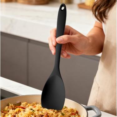 Imagem de 1 conjunto de espátula de silicone, espátula de grau alimentício para misturar, raspar, espalhar e preparar cozinhar, uso na cozinha, preta