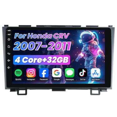 Imagem de Rádio automotivo de 4 núcleos para Honda CRV 2007-2011: tela sensível ao toque HD IPS de 9 polegadas para substituição CarPlay e Android Auto GPS 5GWiFi unidade principal Bluetooth5.0 SWC Câmera