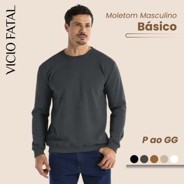Imagem de Moletom Masculino Gola Careca Estampa Lisa-Masculino