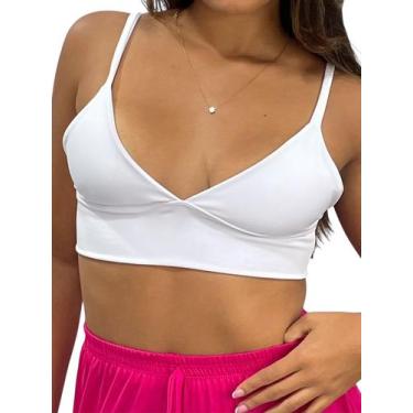 Imagem de Top Cropped Feminino Alcinha Decote Suplex Carioca - Use WM, Branco, G