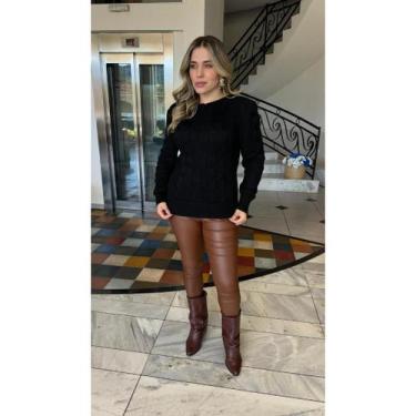 Imagem de Blusa de Frio Feminina em Tricot Grosso Texturizada com Tranças Moda I