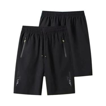Imagem de Bermudas Esportivas Masculinas De Verão Pretas E Cinzas Casuais Para C