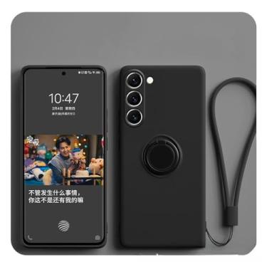 Imagem de Capa de telefone com anel de silicone para Samsung Galaxy S21 FE S24 Ultra S23 S22 Plus A53 A73 A14 A54 A34 A13 A32 A24 Capa magnética, preta, para Galaxy S22